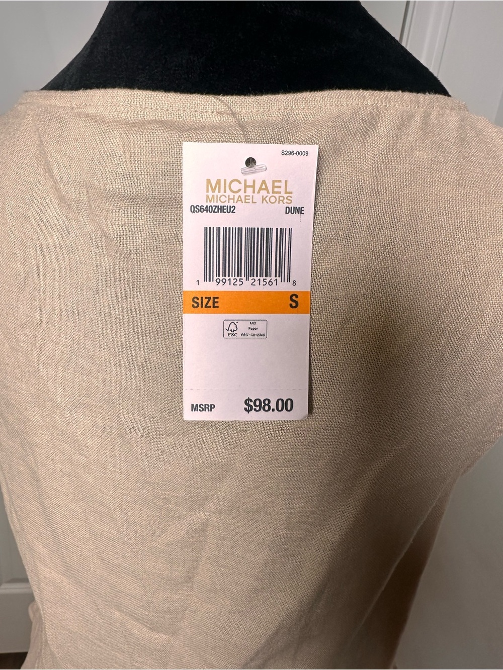 Michael Kors Ivory Sleeveless Peplum Top with Gold Buttons - Picture 3 of 3